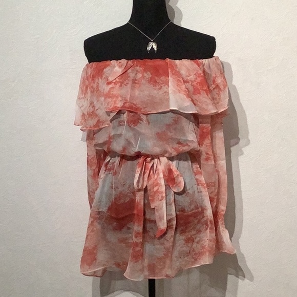 Boutique - off shoulder chiffon dye Top pattern transparent - dreamy cute 🥰 - Picture 5 of 10